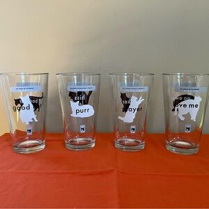 Set of 4 Cat Tao Pint Glasses